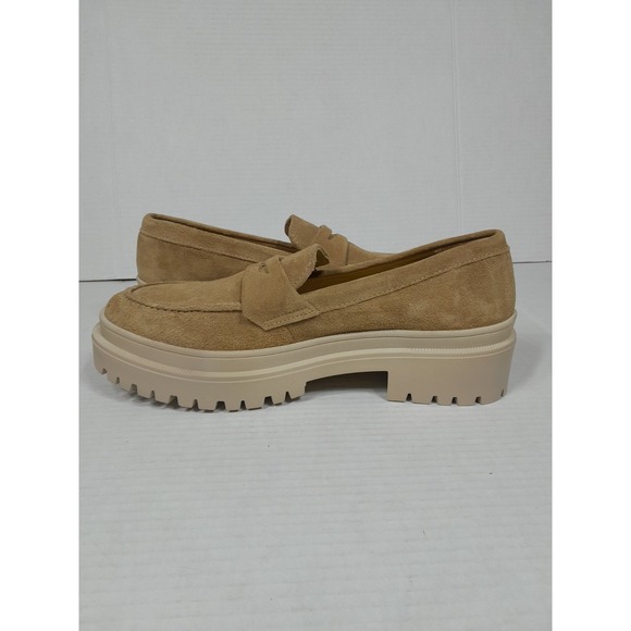 Patina Penny Loafer Tan Suede Lug Platform Chunky Portland Leather Women Sz 11 - Picture 8 of 10